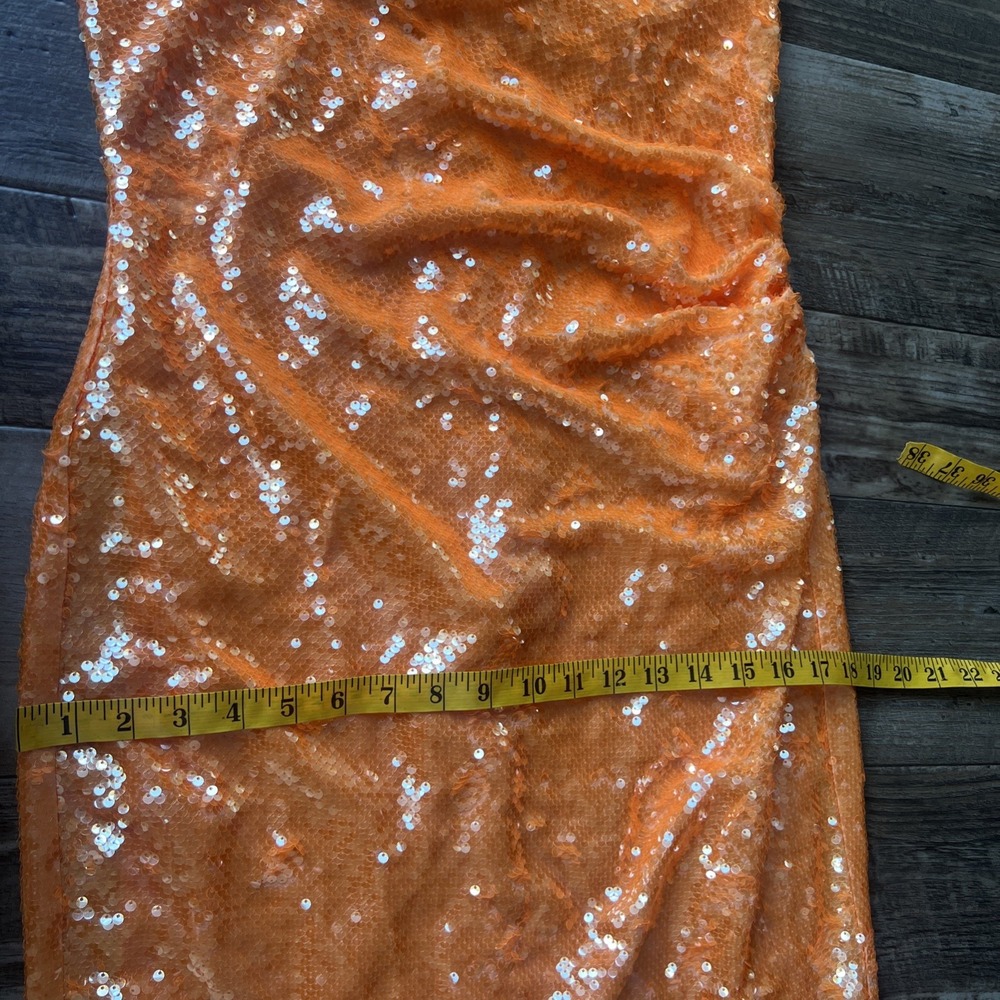 NWT Caroline Constas Orange Sequin Halter Midi‎ Dress Size Small  Cruise Fancy - Picture 5 of 12